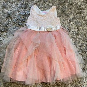 Jessica Ann girls size 4 sleeveless dress lace floral tulle pink flower girl